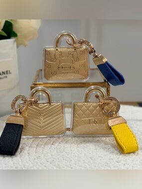 NEW✨Encased 24K gold sealed Designer Logo Purse Keychains - pick from 3 designs